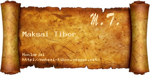 Maksai Tibor névjegykártya